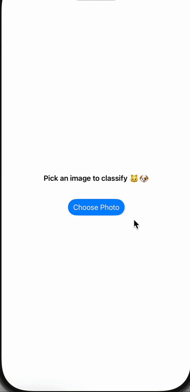 iPhone app classifying images with Core ML - showing instant predictions with confidence scores